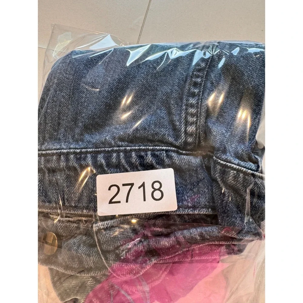 Hanna Andersson Embellished‎ Denim Jacket Distressed Floral Embroidered Size 5